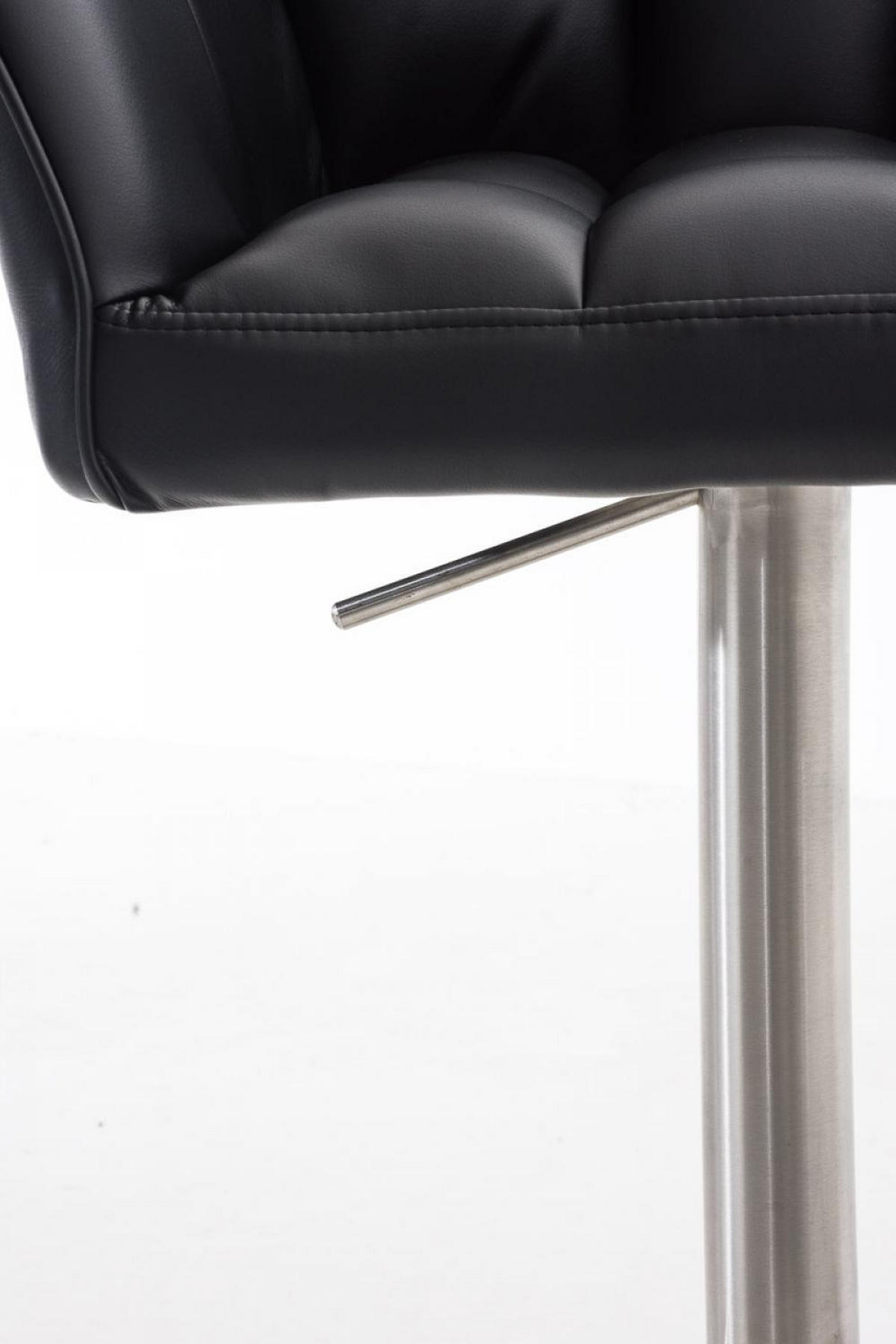 BARHOCKER 2er Set Lederlook Schwarz - Edelstahlfarben/Schwarz, Textil/Metall (64/88/45cm) - CLP