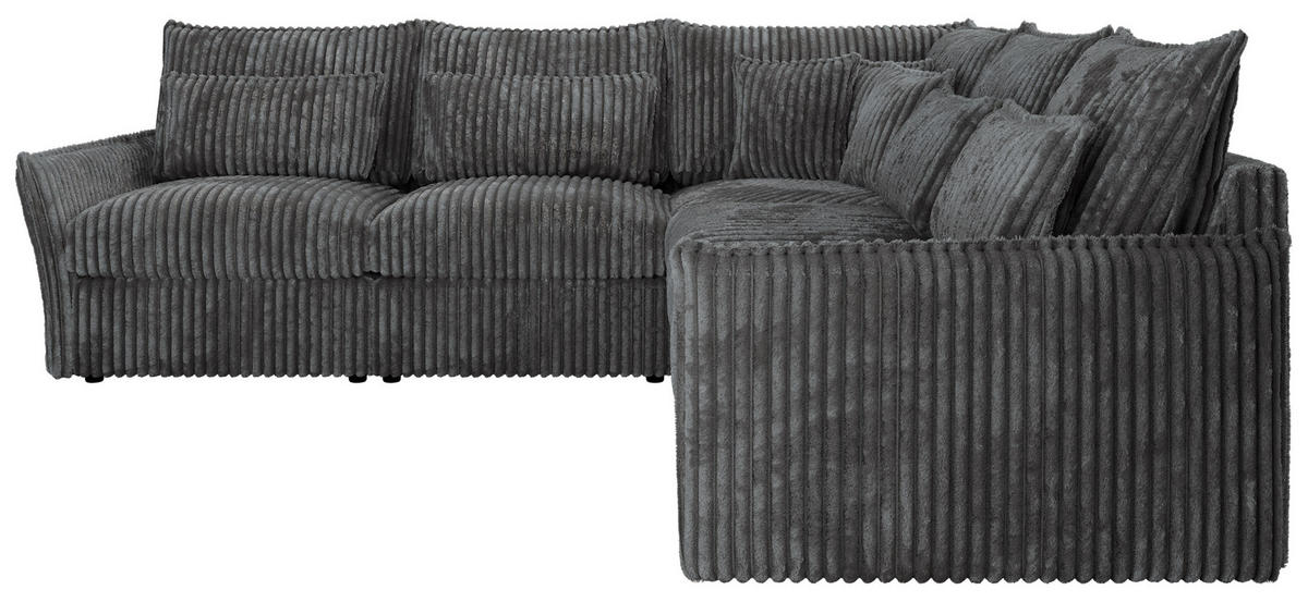 ECKSOFA VERSO L Dunkelgrau Cord - Dunkelgrau/Schwarz, Kunststoff/Textil (270/270cm) - MKS