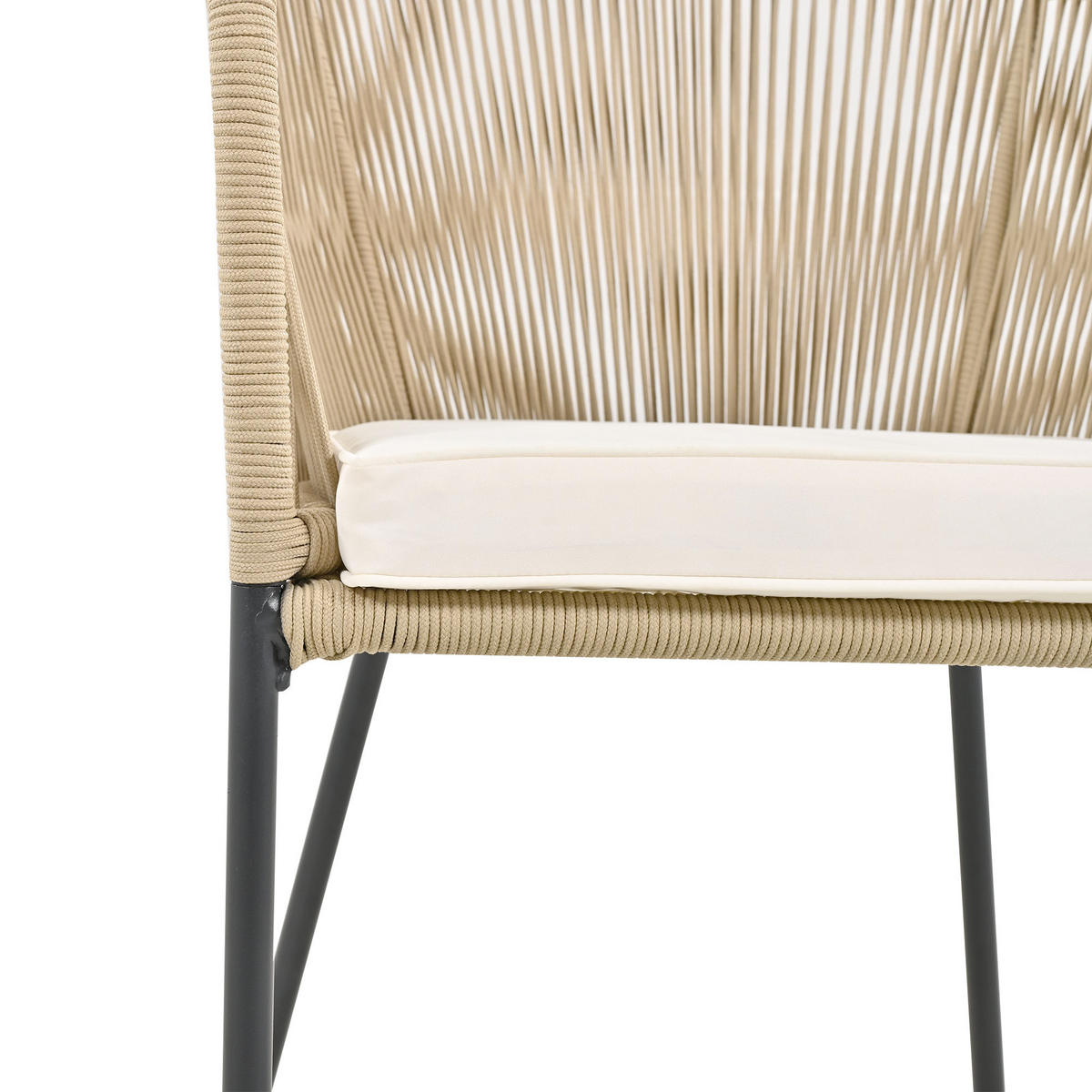 GARTENMÖBEL 140x80x74cm beige aus Akazie, mit Seil und Bezügen - Beige, Metall - Modfu