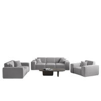 SOFASET Celes Premium 3-2-1 In Opera - Hellgrau, Holzwerkstoff/Textil (225/73/88cm) - Fun Möbel