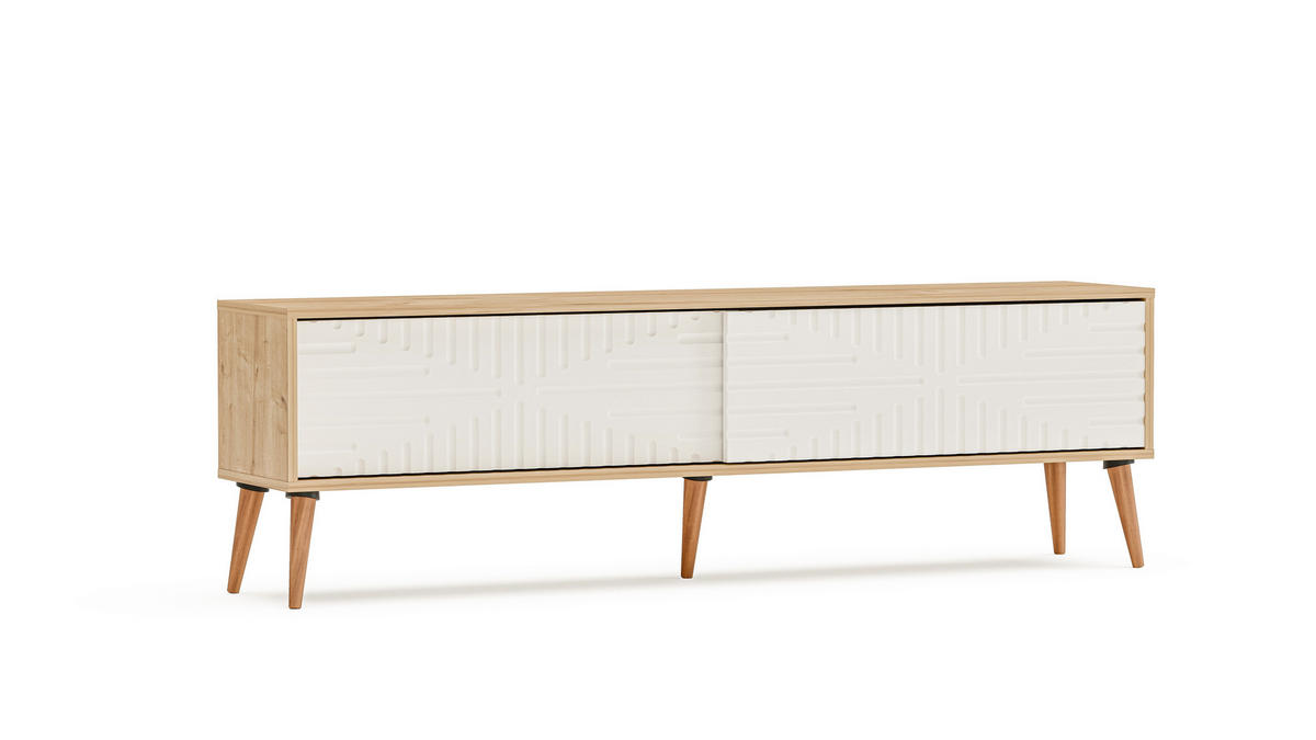 TV-LOWBOARD Riso - Gelb/Weiß, Holzwerkstoff (180/54/35cm) - Decorotika