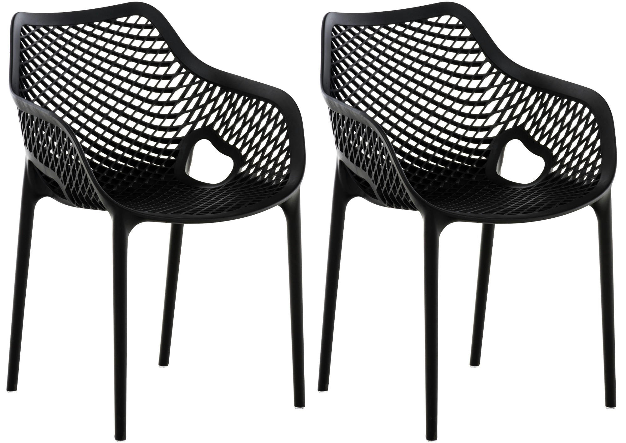 GARTENSTUHL 2er Set Kunststoff schwarz - Schwarz, Kunststoff (57/81/60cm) - CLP