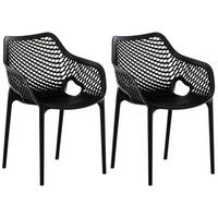 GARTENSTUHL 2er Set Kunststoff schwarz - Schwarz, Kunststoff (57/81/60cm) - CLP