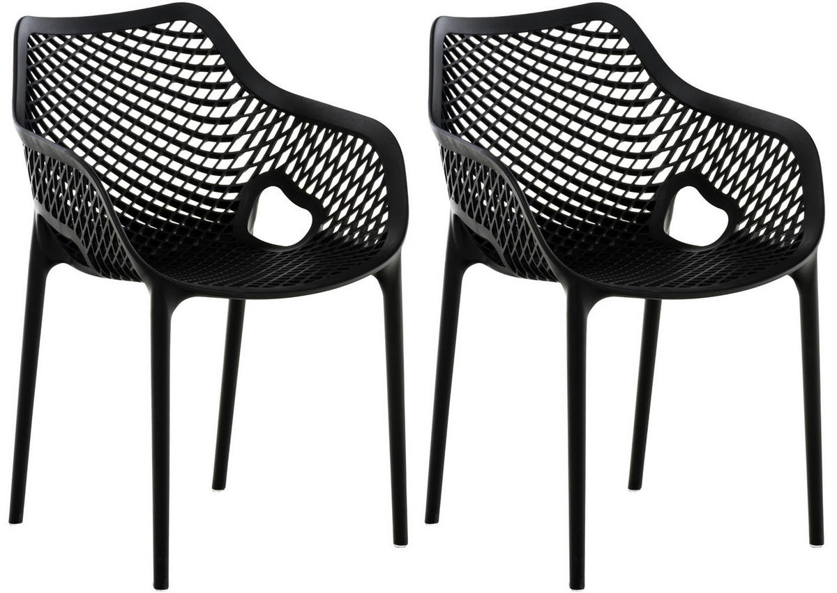 GARTENSTUHL 2er Set Kunststoff schwarz - Schwarz, Kunststoff (57/81/60cm) - CLP