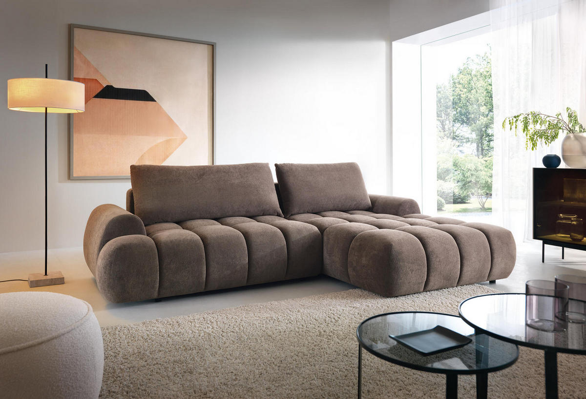 ECKSOFA RIMINI Braun 280x177x86 cm - Braun, Textil (280/177cm) - FURNLUX