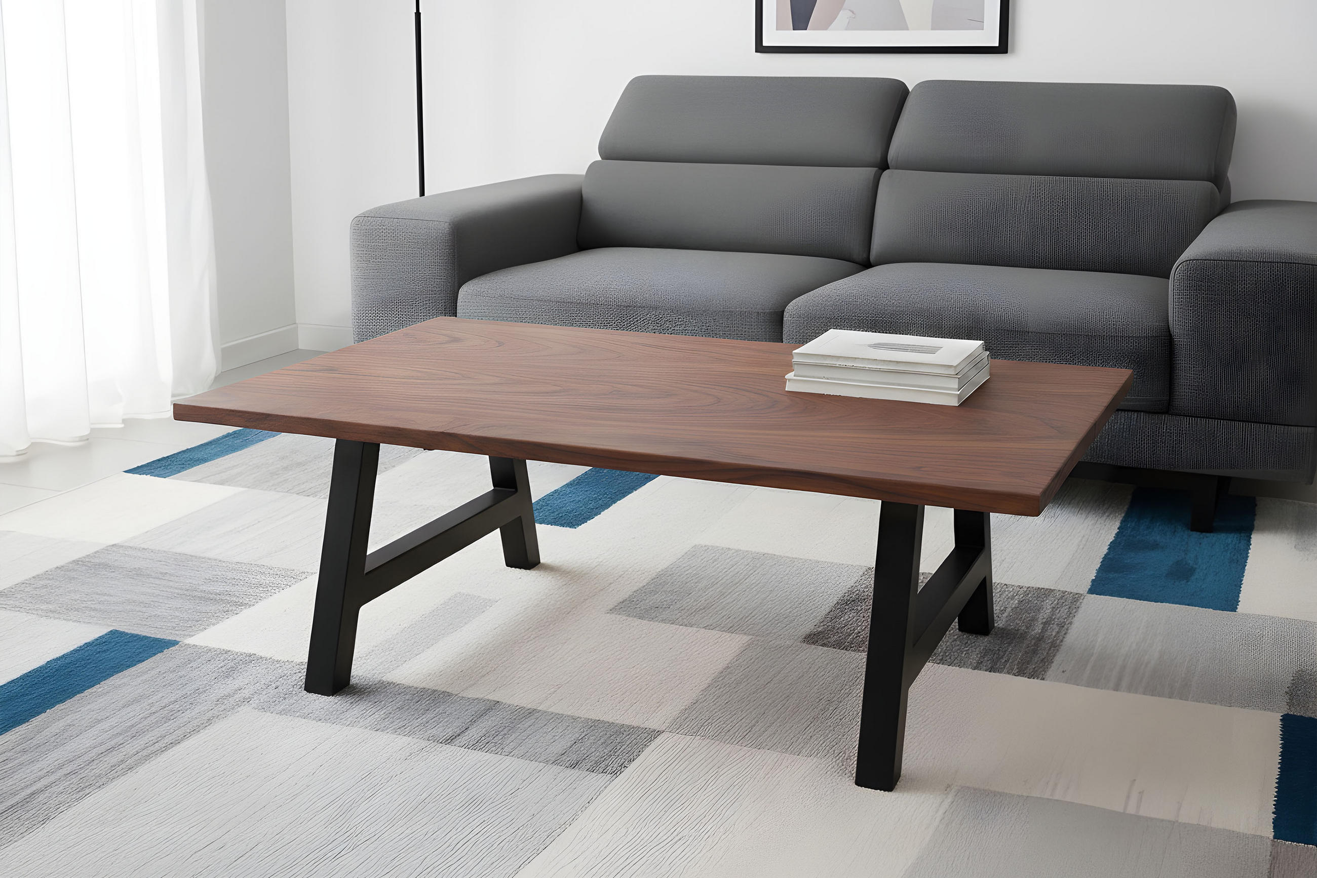 COUCHTISCH A-GESTELL - Schwarz/Braun, Holz/Metall (80/120/40cm) - SAM