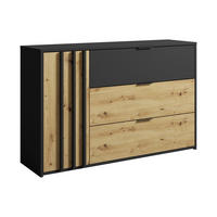 KOMMODE - 125 cm x 36.5 cm - holz - schwarz, naturfarben hell Tunalo - Schwarz/Naturfarben, Holz (125/79.7/36cm) - Vente-Unique