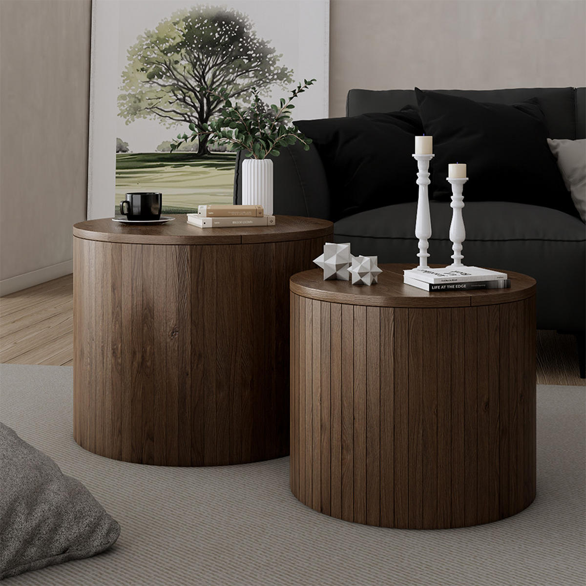 COUCHTISCH-SET Tavilo Walnuss 48 x 48 cm 2 Teile - Walnussfarben, Holzwerkstoff (48/48/38cm) - Vicco