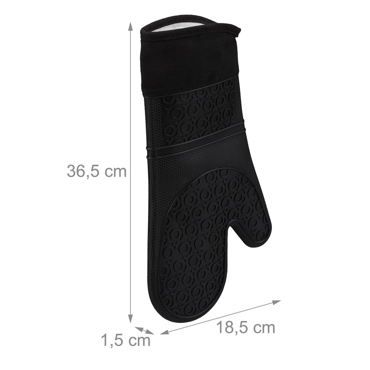 OFENHANDSCHUHE - Schwarz, Kunststoff/Textil (18.5/36.5/1.5cm) - Relaxdays