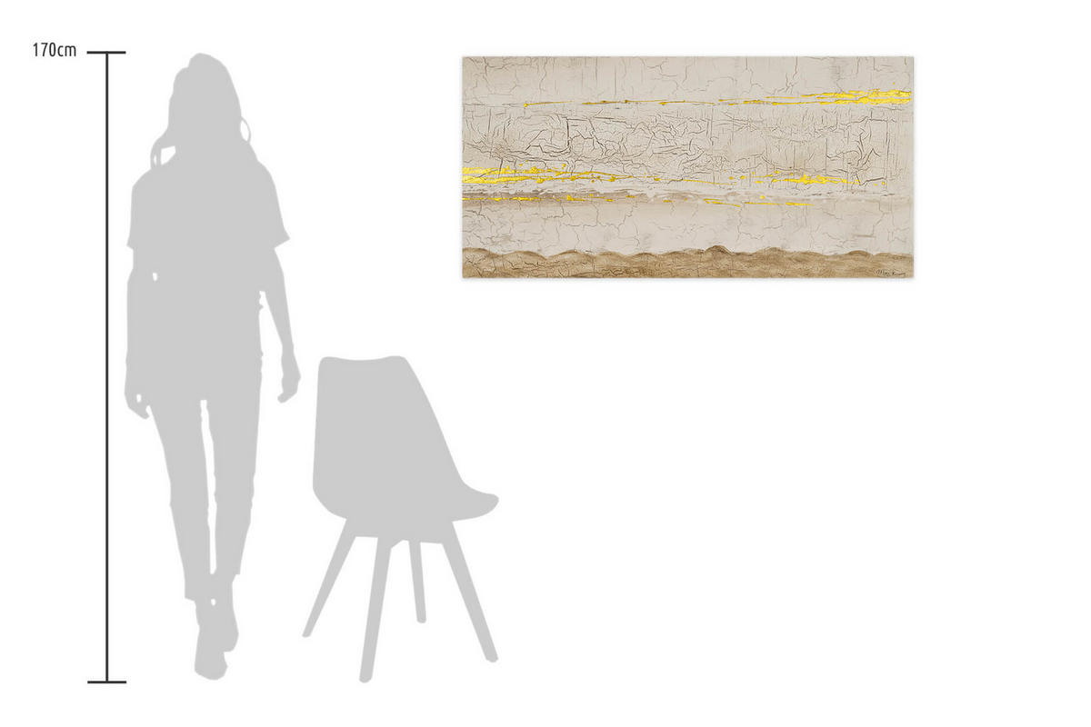 ÖLGEMÄLDE 120/60 cm - Goldfarben/Weiß, Holz/Textil (1.85/60cm) - KUNSTLOFT