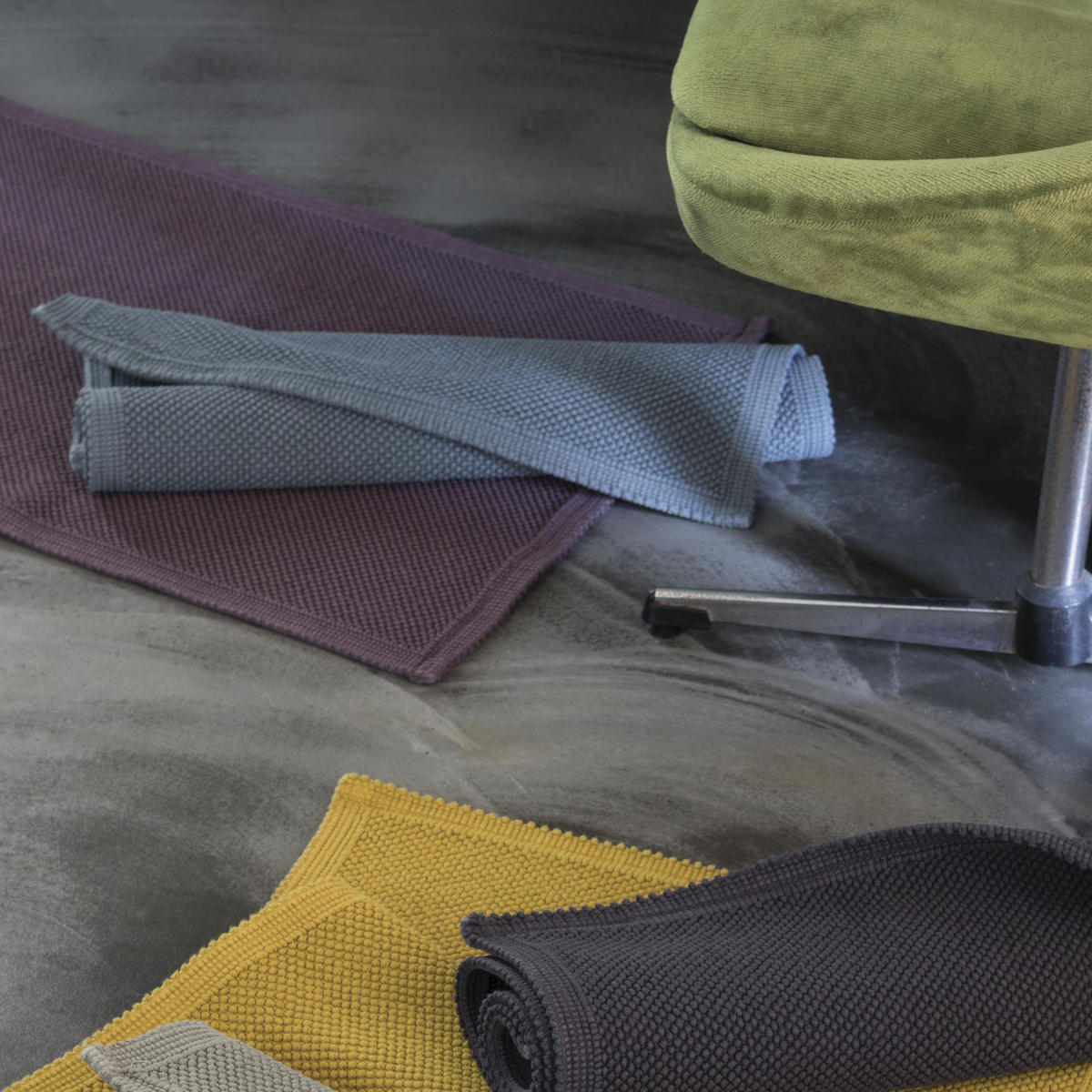 BADEMATTE Etia indigoblau 54 x 64 cm - Blaugrau, Textil (54/64cm) - Vivaraise