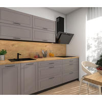 KÜCHENZEILE Kvantum Lava / Beige Matt 240 / 51,6 / 207cm (REJS Vollauszug) - Dunkelgrau/Beige, Holzwerkstoff/Metall (240/207/51.6cm) - Feldmann-Wohnen
