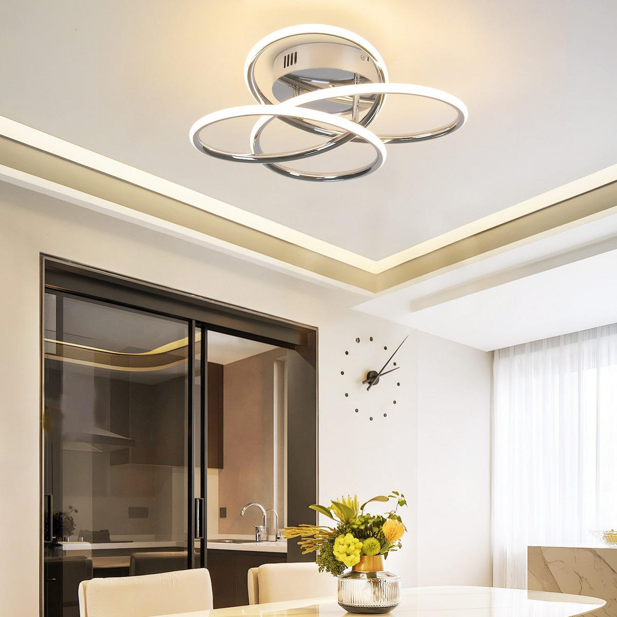 LED-DECKENLEUCHTE Lumpkin 33/36/14cm - Chromfarben, Metall (36/33/14cm) - Nettlife