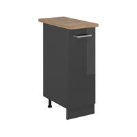 APOTHEKERSCHRANK R-Line Anthrazit Hochglanz 30 cm , AP Eiche - Schwarz Hochglanz/Anthrazit, Holzwerkstoff (30/81.6/60cm) - Vicco