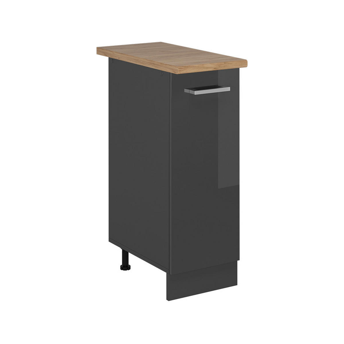 APOTHEKERSCHRANK R-Line Anthrazit Hochglanz 30 cm , AP Eiche - Schwarz Hochglanz/Anthrazit, Holzwerkstoff (30/81.6/60cm) - Vicco