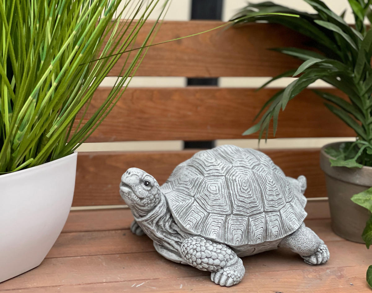 STEINFIGUR natürliche Schildkröte frostsicher Winterfest Steinguss massiv - Grau, Stein (18/11/23cm) - stoneandstyle