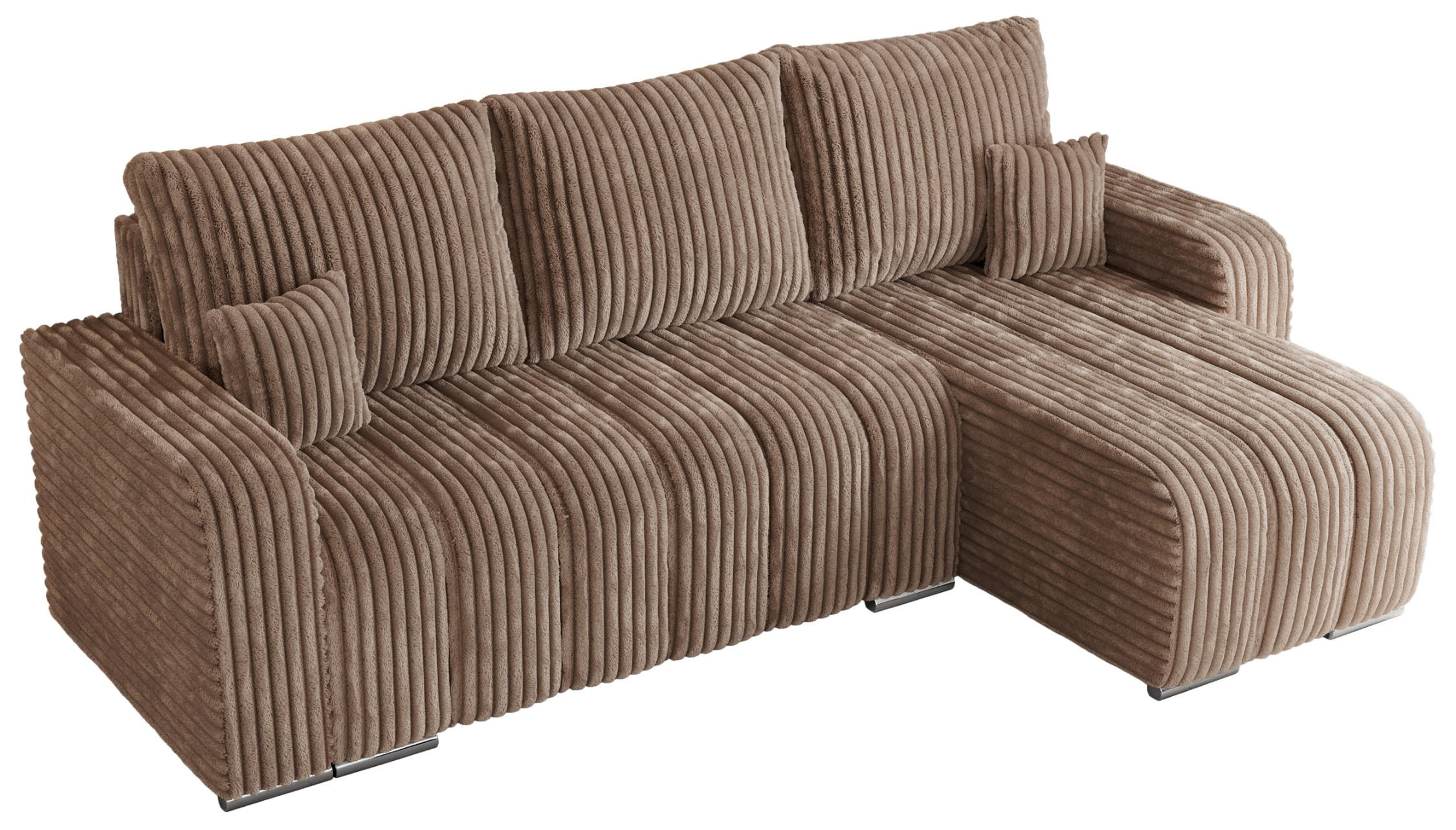 ECKSOFA KIRASSO L Braun Cord - Braun/Grau, Textil (245/147cm) - MKS