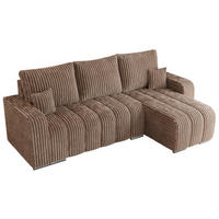 ECKSOFA KIRASSO L Braun Cord - Braun/Grau, Textil (245/147cm) - MKS