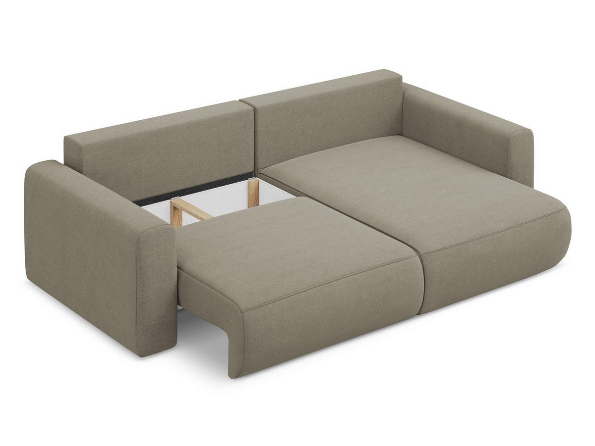 ECKSOFA mit Schlaffunktion Strukturstoff Stoff Grau - Schwarz/Grau, Kunststoff/Textil (148/257cm) - Makamii