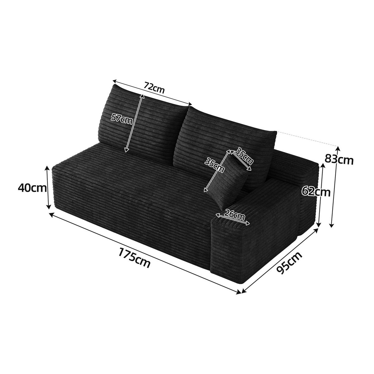 SOFAELEMENT DE-34721 rechte Chaiselongue Schwarz - Schwarz, Textil (95/83/175cm) - ComfortXL