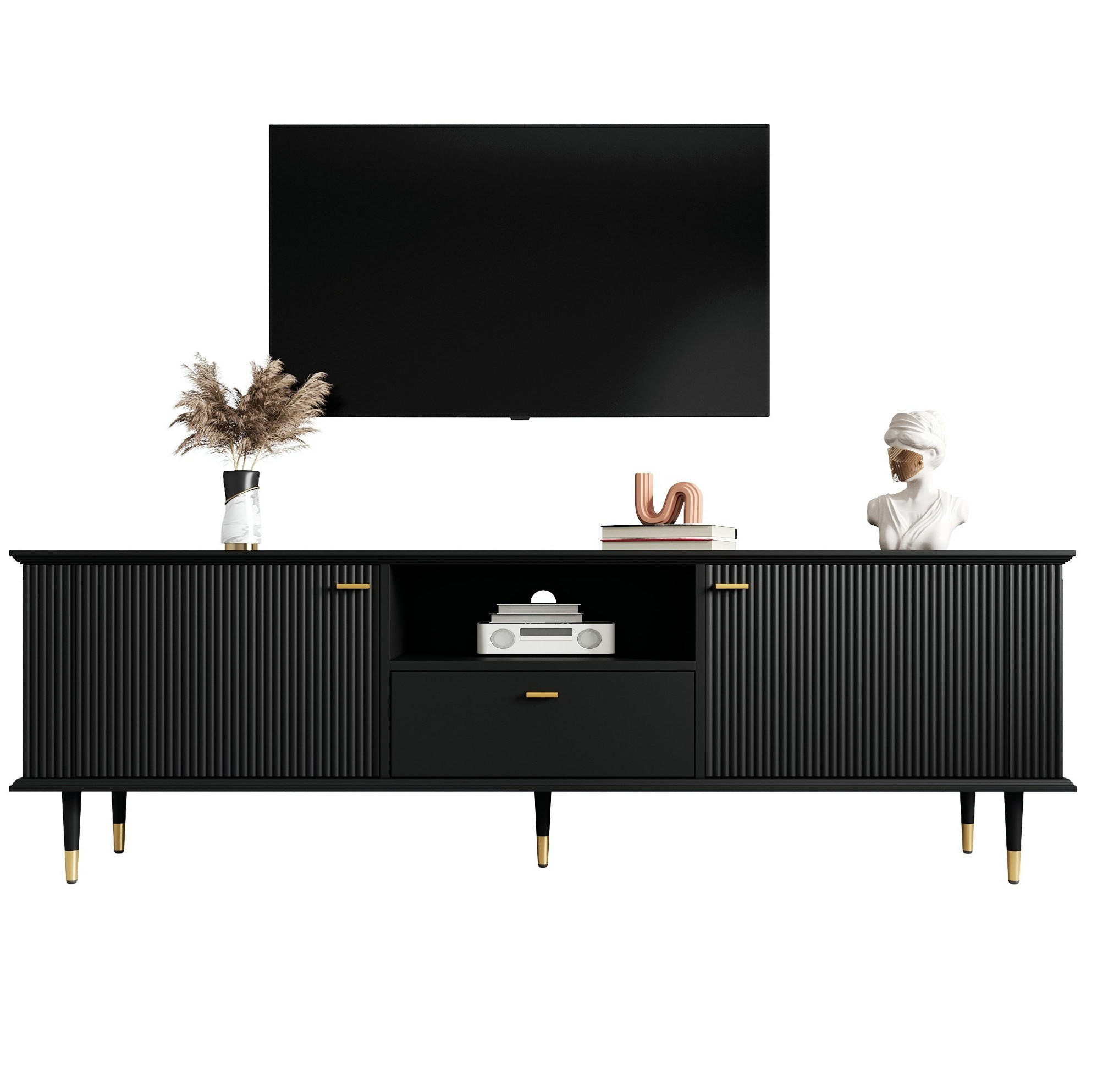 TV-SCHRANK mit Stauraum 170 x 36 x 54 cm MDF Black - Schwarz, Holzwerkstoff (36/54/170cm) - Beauniv