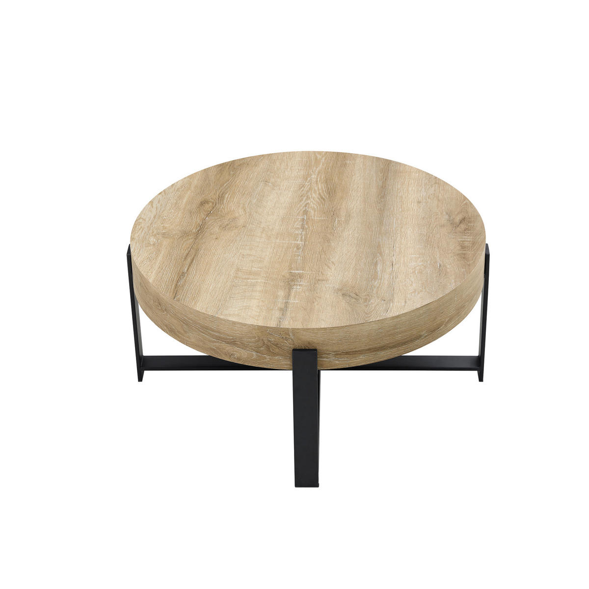 COUCHTISCH 68/36 cm in Holzoptik mit Metallgestell - Schwarz, Holzwerkstoff (68/68/36cm) - Flora Grace