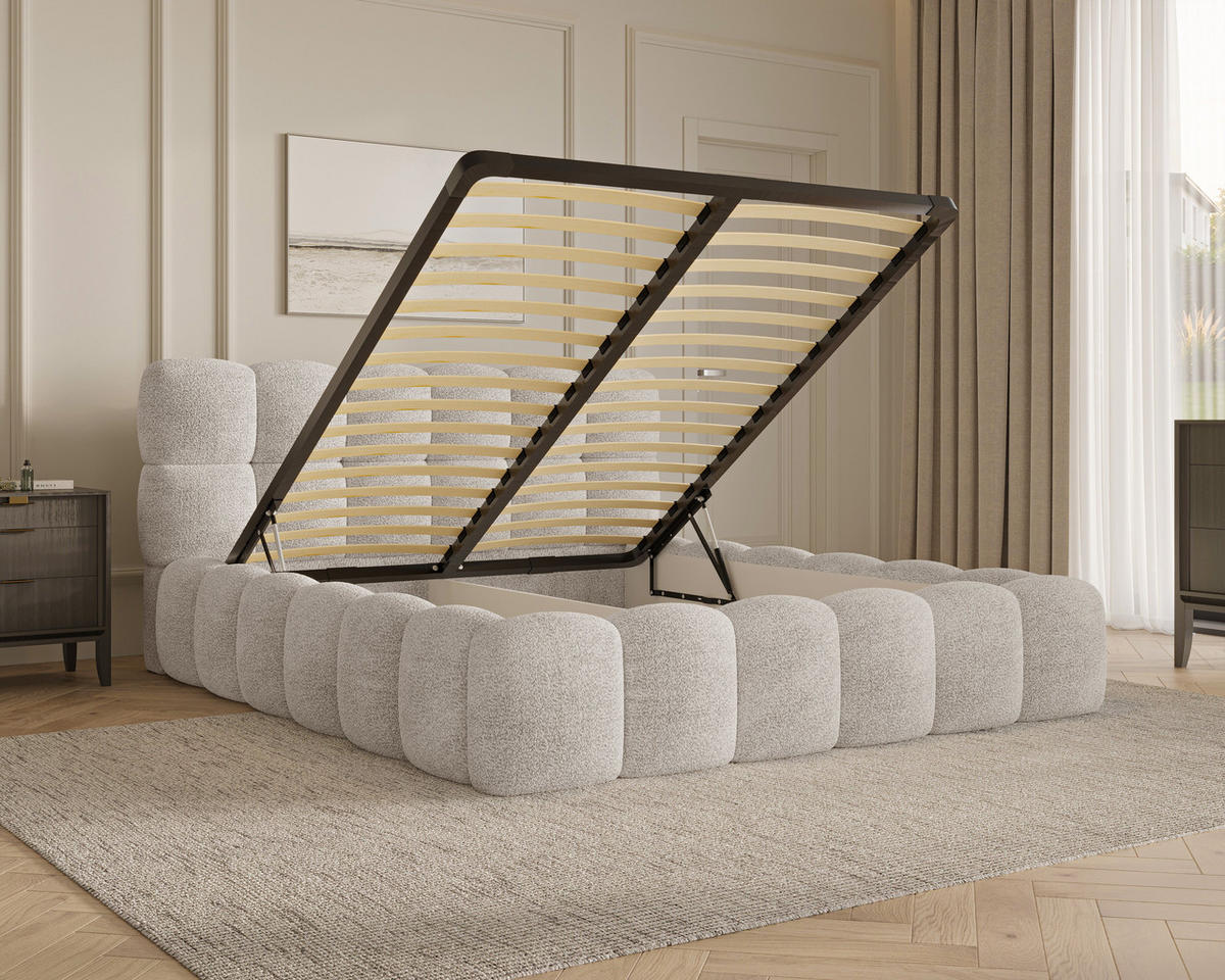 POLSTERBETT 19 - 140x200 cm – Arena – Bett mit Federmechanismus und Stauraum - Silberfarben, Holz (140/200cm) - ROYAL24_MARKT