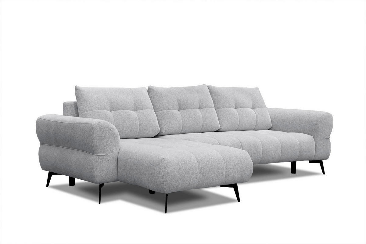 ECKSOFA SALVINI 4-Sitzer, hellgrau - Hellgrau/Schwarz, Holzwerkstoff/Textil (158/292cm) - Courtois Laville
