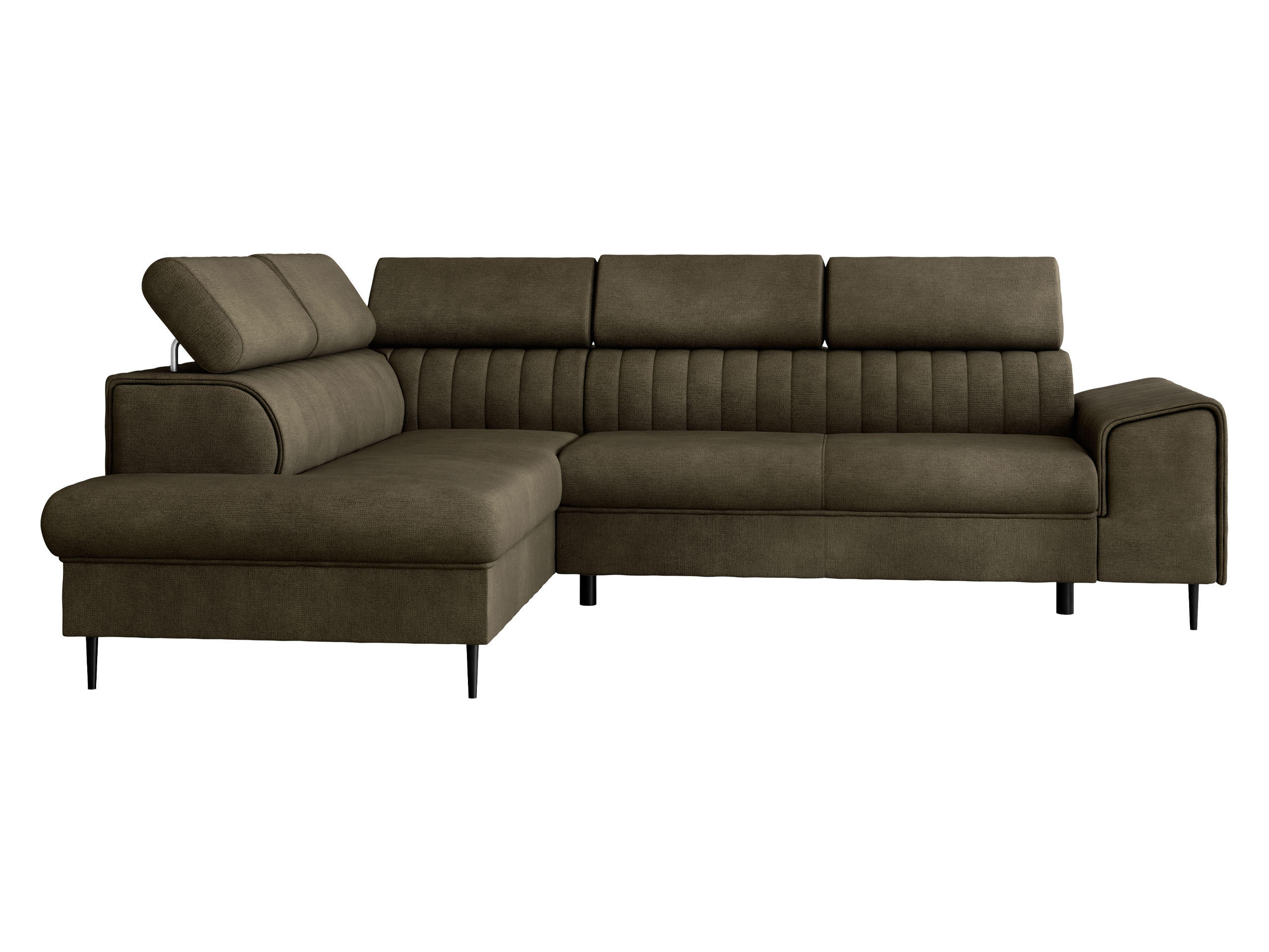 ECKSOFA Kadurin, Seite: Links - Dunkelbraun/Schwarz, Holz/Kunststoff (276/206cm) - MIRJAN24