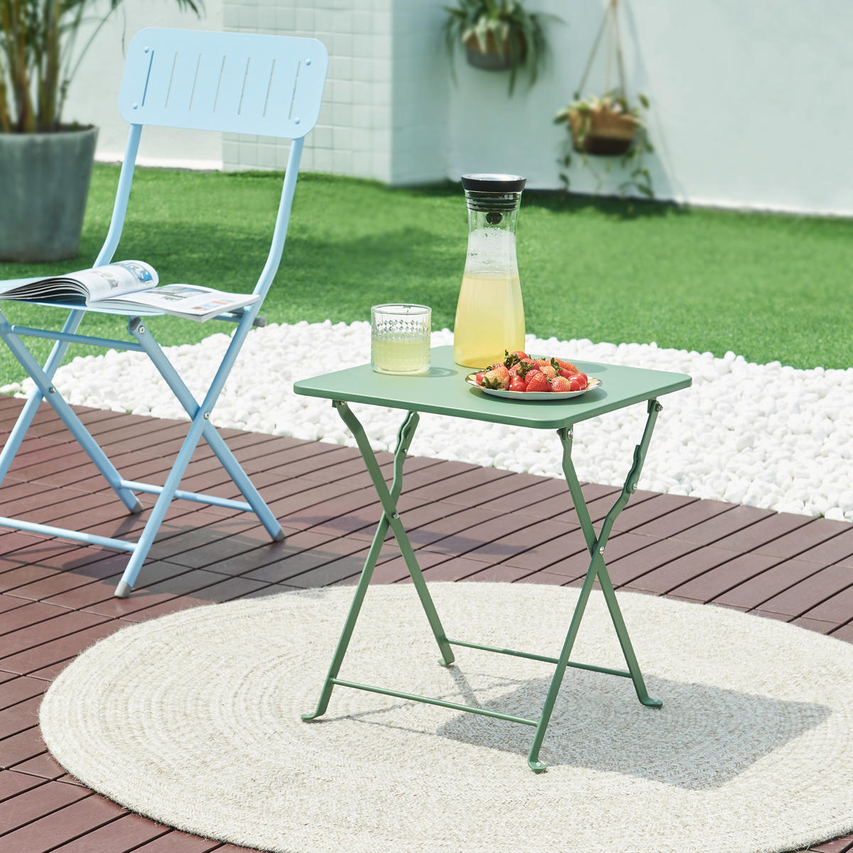 GARTENKLAPPTISCH Vegårshei - Grün, Metall (40/40/45cm) - [en.casa]