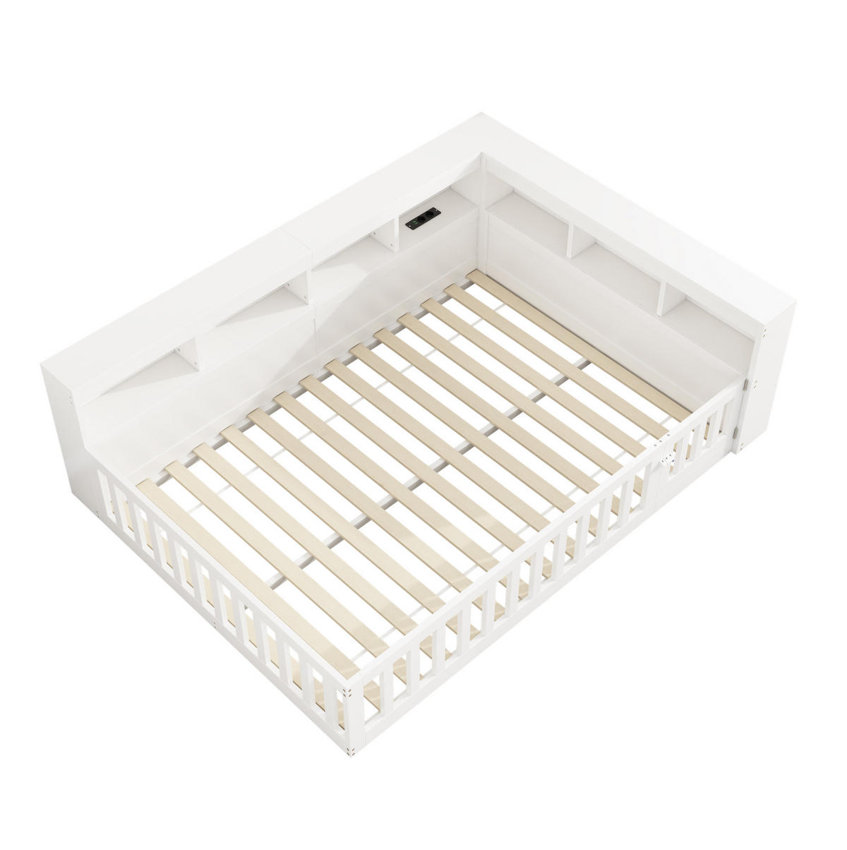 KINDERBETT Tagesbett 140/190 cm aus Spanplatte und MDF mit USB, Steckdose und Stauraum Weiß - Weiß, Holzwerkstoff (140/190cm) - Modenvie