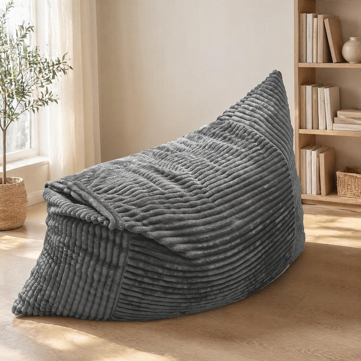 SITZSACK wandelbar Flannelette Light Gray - Hellgrau, Kunststoff (125/1/180cm) - Beauniv