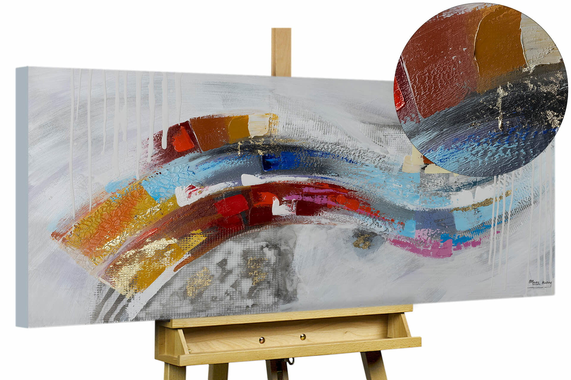 ACRYLBILD HANDGEMALT 120/60 cm - Multicolor/Grau, Holz/Textil (1.7/60cm) - KUNSTLOFT
