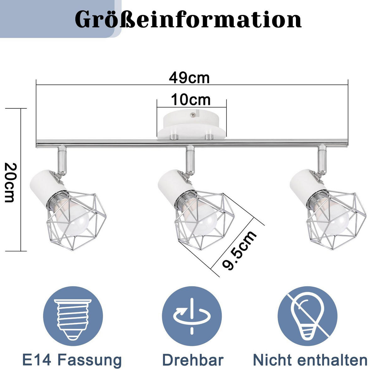 STRAHLER Chloris 3-flammig 49/10/20 cm - Weiß, Metall (49/10/20cm) - Nettlife