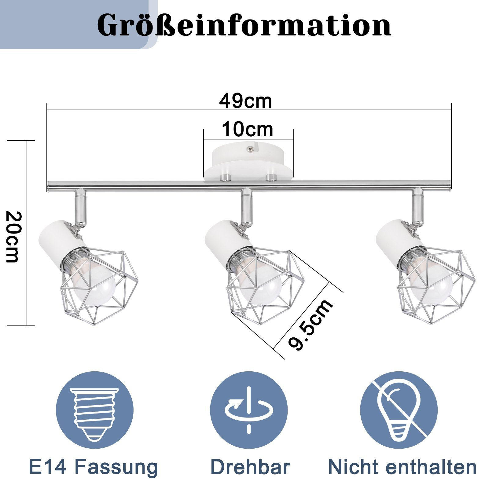 Thumbnail - ZMH Deckenstrahler, Weiß, Metall, Vintage, Freiform, 20x9.5x25 cm, Lampen & Leuchten, Innenbeleuchtung, Spots & Strahler...