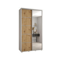 SCHWEBETÜRENSCHRANK 235,2/140/60 2-türig - Silberfarben/Eiche Artisan, Holz/Metall (140/235/60cm) - Abiks Möbel
