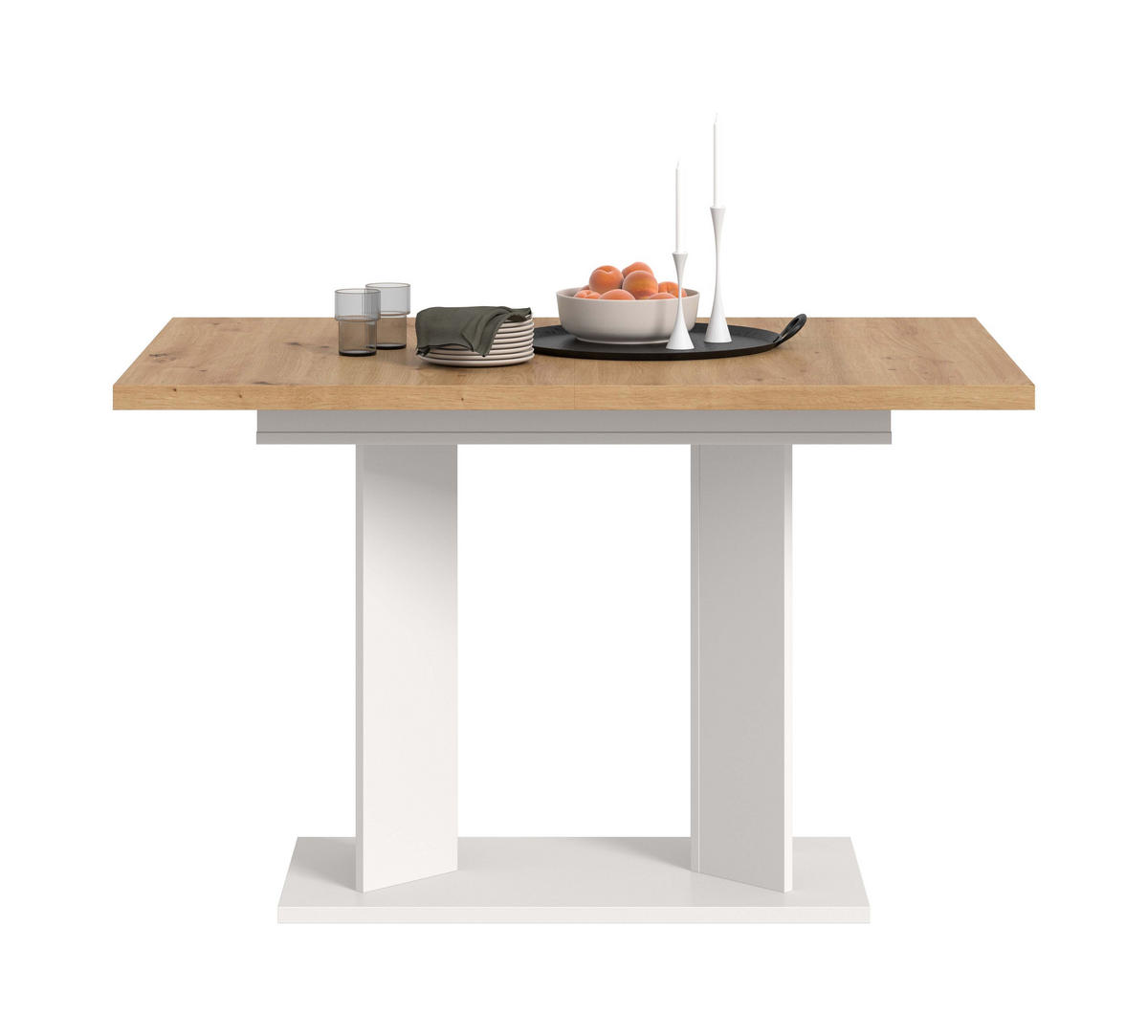 ESSTISCH GUSTAV (B/H/T: ca. 160/76/80 cm) in weiß/Artisan Eiche Nachbildung - Weiß, Holzwerkstoff (80/160/76cm)