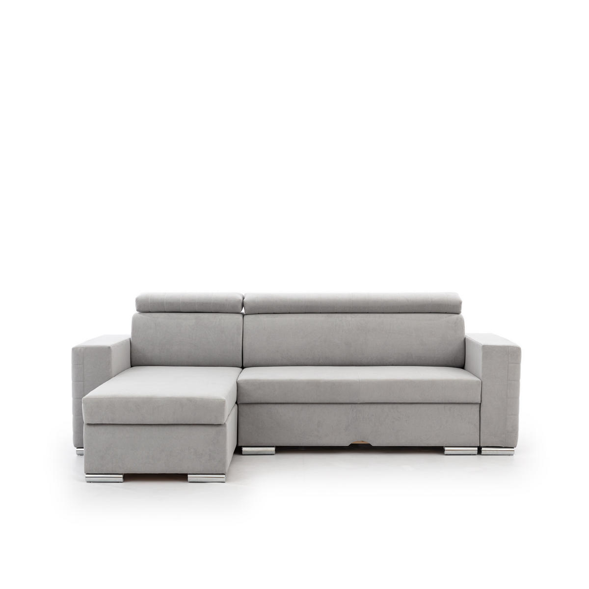 ECKSOFA Canton In Camelia - Hellgrau, Holzwerkstoff/Textil (260/173cm) - Fun Möbel