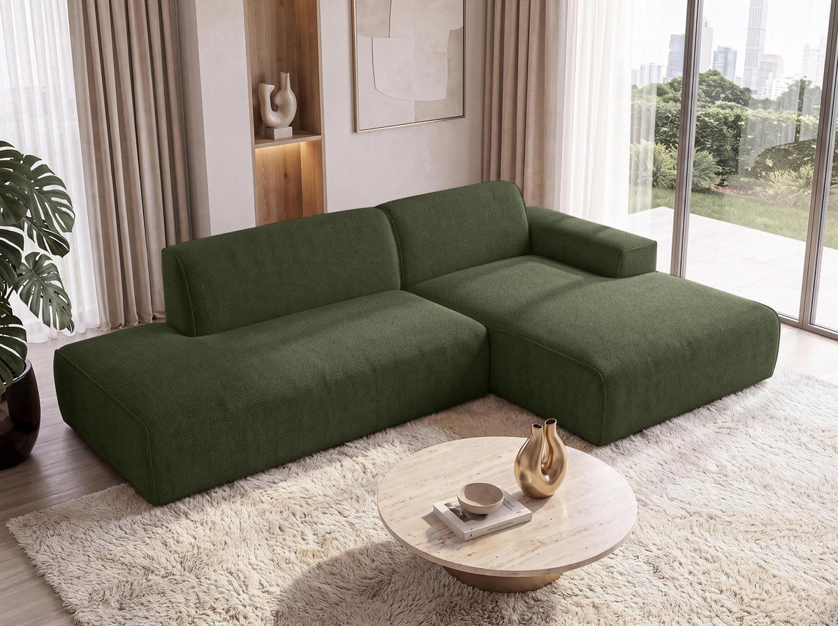 ECKSOFA L Form Didim Duo Grün 288/162/80 cm – stilvolle kleine Eckcouch Rechts - Schwarz/Grün, Kunststoff/Textil (162/288cm) - AX Living