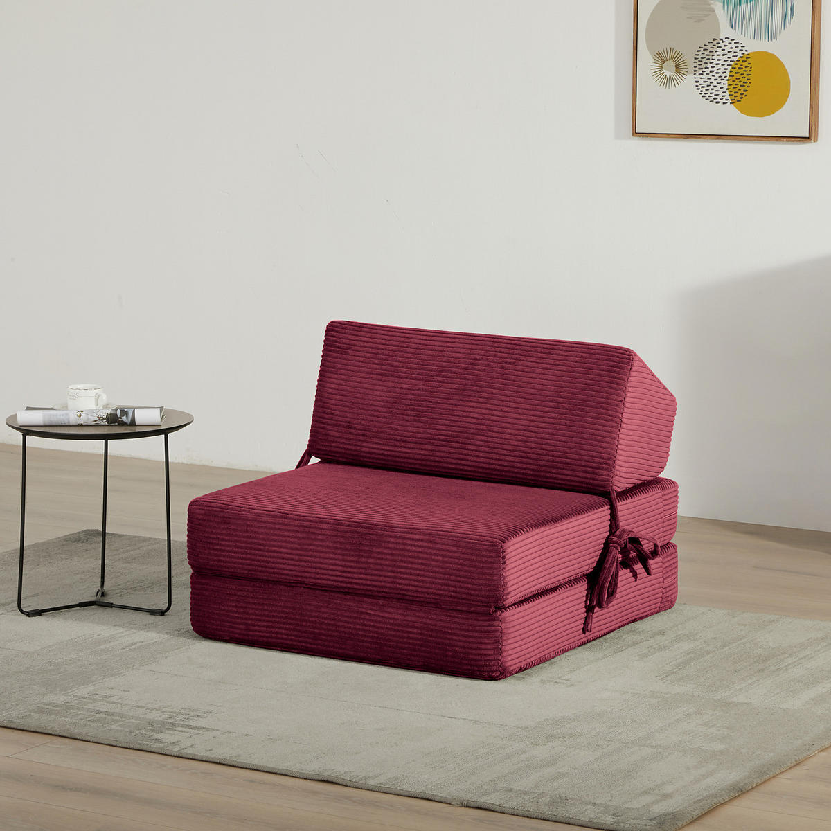 SCHLAFSESSEL - Cordstoff - Beere, Textil (74/56/80cm) - home24
