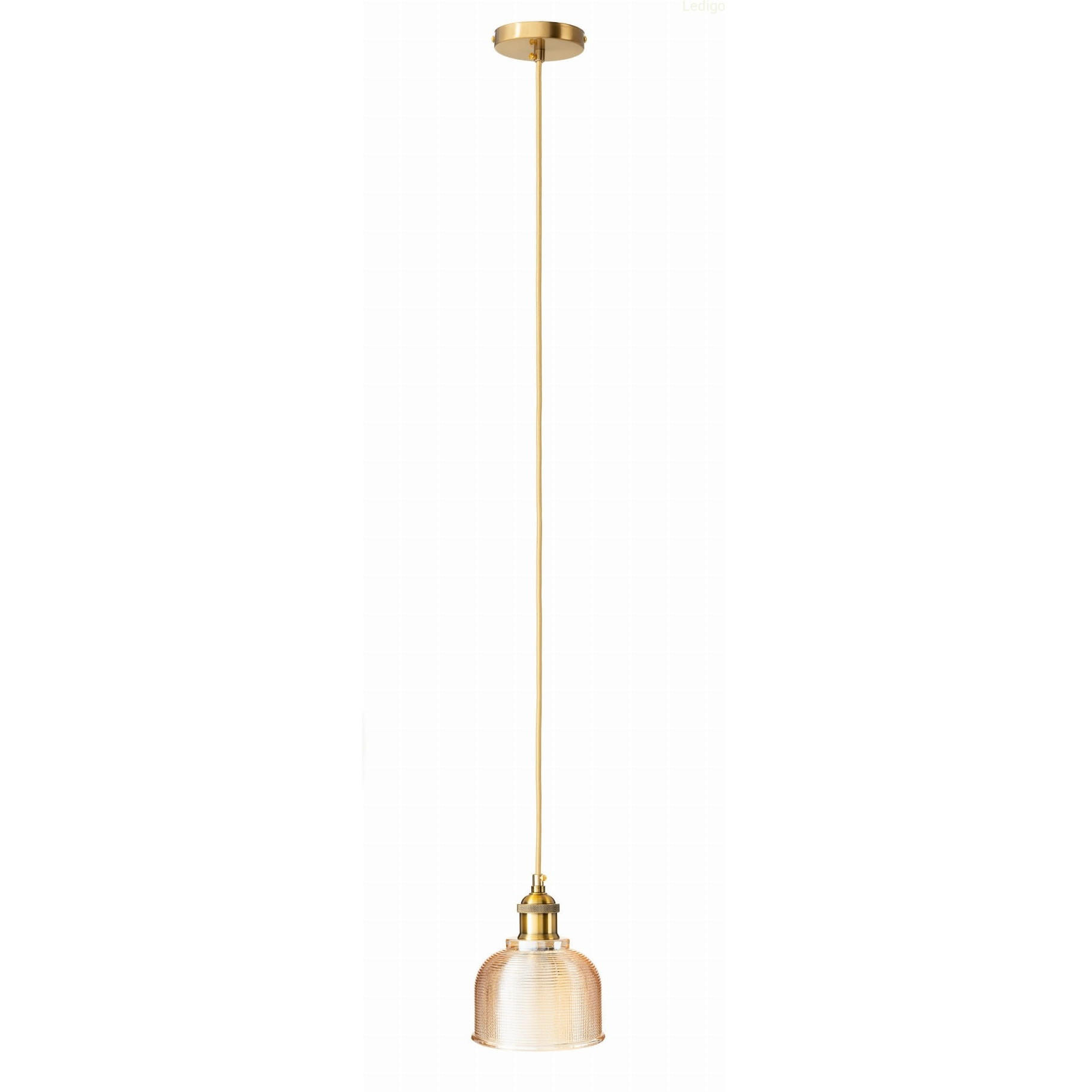 PENDELLEUCHTE Bell - Goldfarben/Bernsteinfarben, Glas/Metall (15/15/110cm) - kiki design