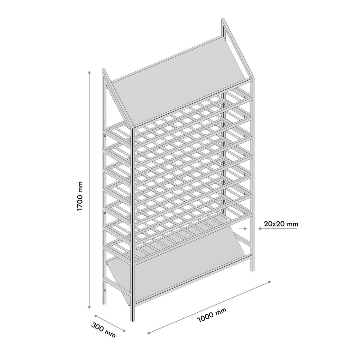 WEINREGAL Burgundy für 104 Flaschen, Metall, schwarz - Schwarz, Metall (100/170/30cm) - Metalo Pro
