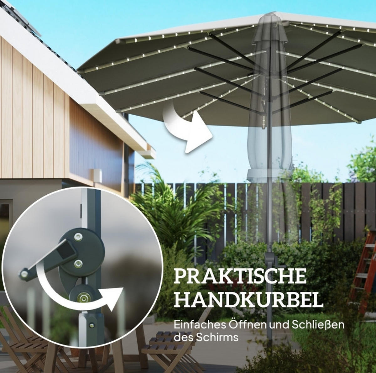 SONNENSCHIRM rechteckig 198/130 cm in Grau mit Neigefunktion - Grau, Metall (130/198cm) - BEAOK