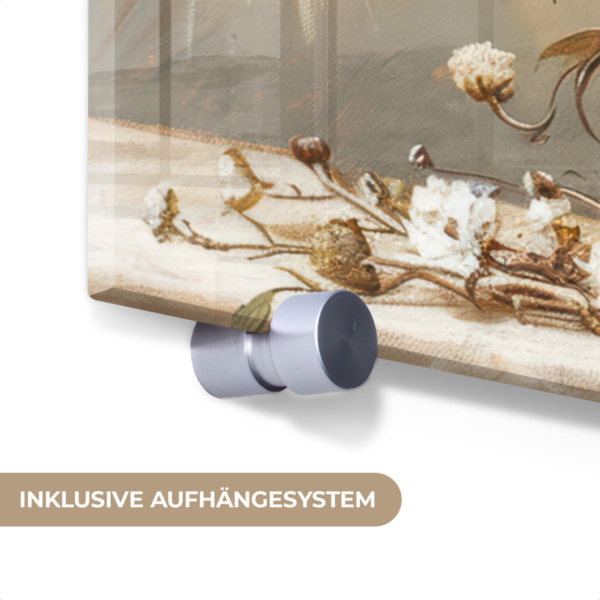 ACRYLGLASBILD Blumen - Vase - Stilleben - Beige 80x60 cm - Creme, Glas (80/60cm) - MuchoWow