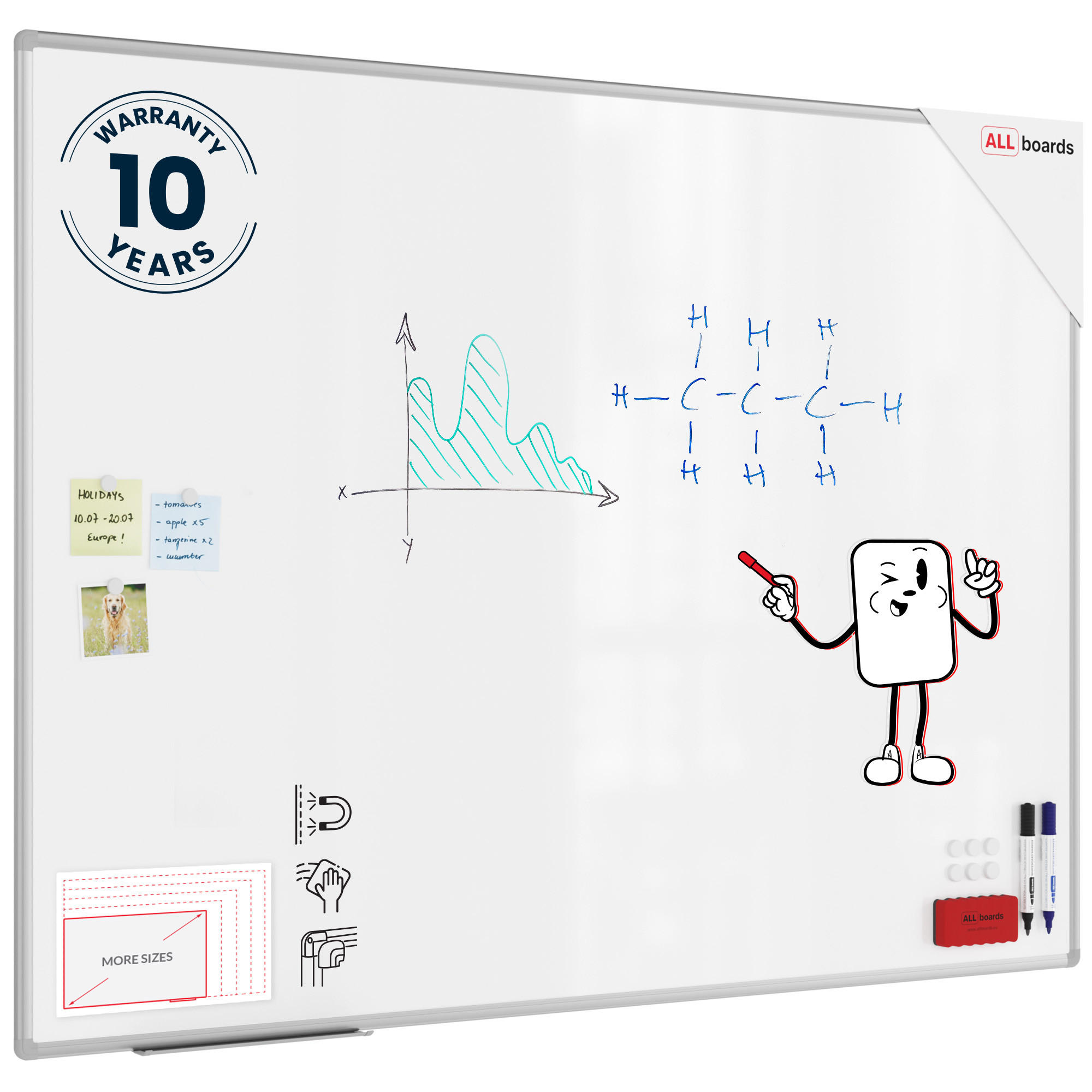 MAGNETISCHES Whiteboard - PREMIUM EXPO Alurahmen 160x120 cm - Weiß, Metall (160/120/2cm) - ALLboards