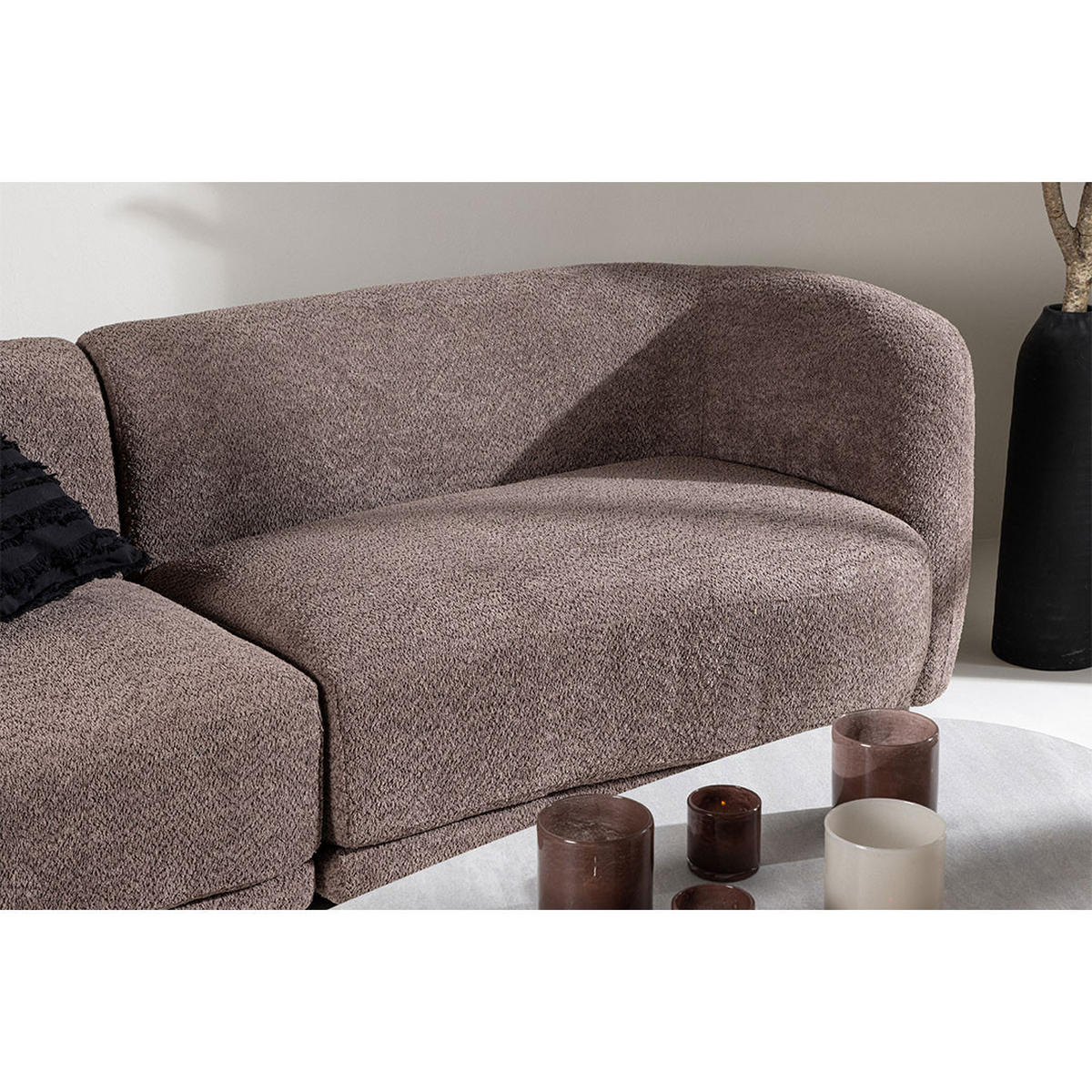SOFA, Cielo, Braun, Kunstfell, 268 x 91 x 80 cm - Braun, Textil/Fell (268/80/91cm) - ebuy24