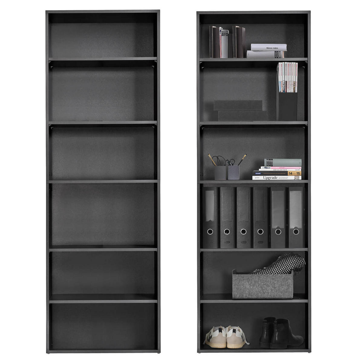 BÜCHERREGAL Der Bücherwurm - Anthrazit, Holzwerkstoff (60/180/34.5cm) - Mokebo