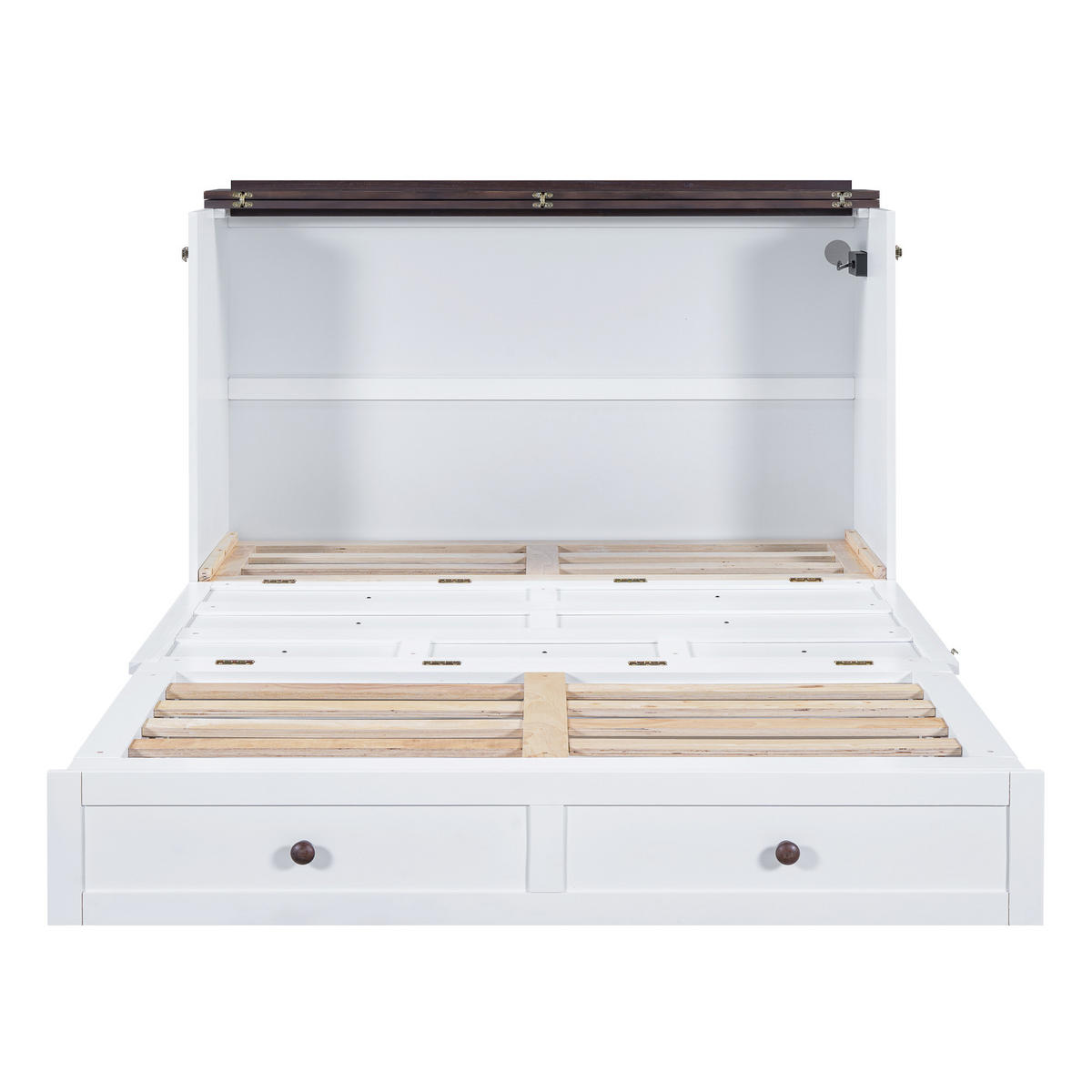 SCHRANKBETT 140x200cm Weiß mit Schubladen und Regal USB Steckdose - Weiß, Holz (140/200cm) - FLIEKS