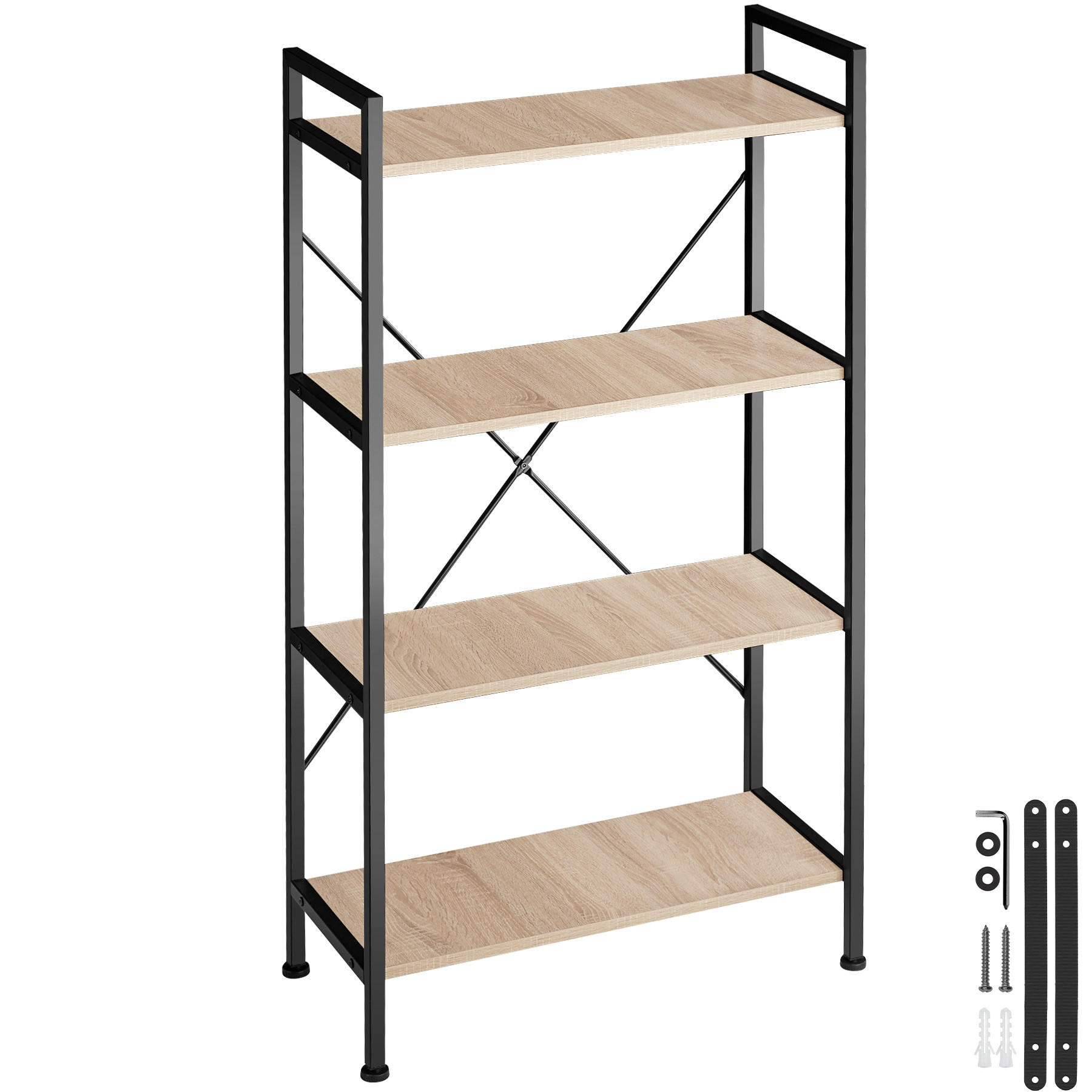 REGAL Leeds,inklusive Kippschutz, 67,5 x 31,5 x 121,5 cm,Industrial Holz hell, Eiche Sonoma - Naturfarben, Holz (31.5/121.5/67.5cm) - tectake