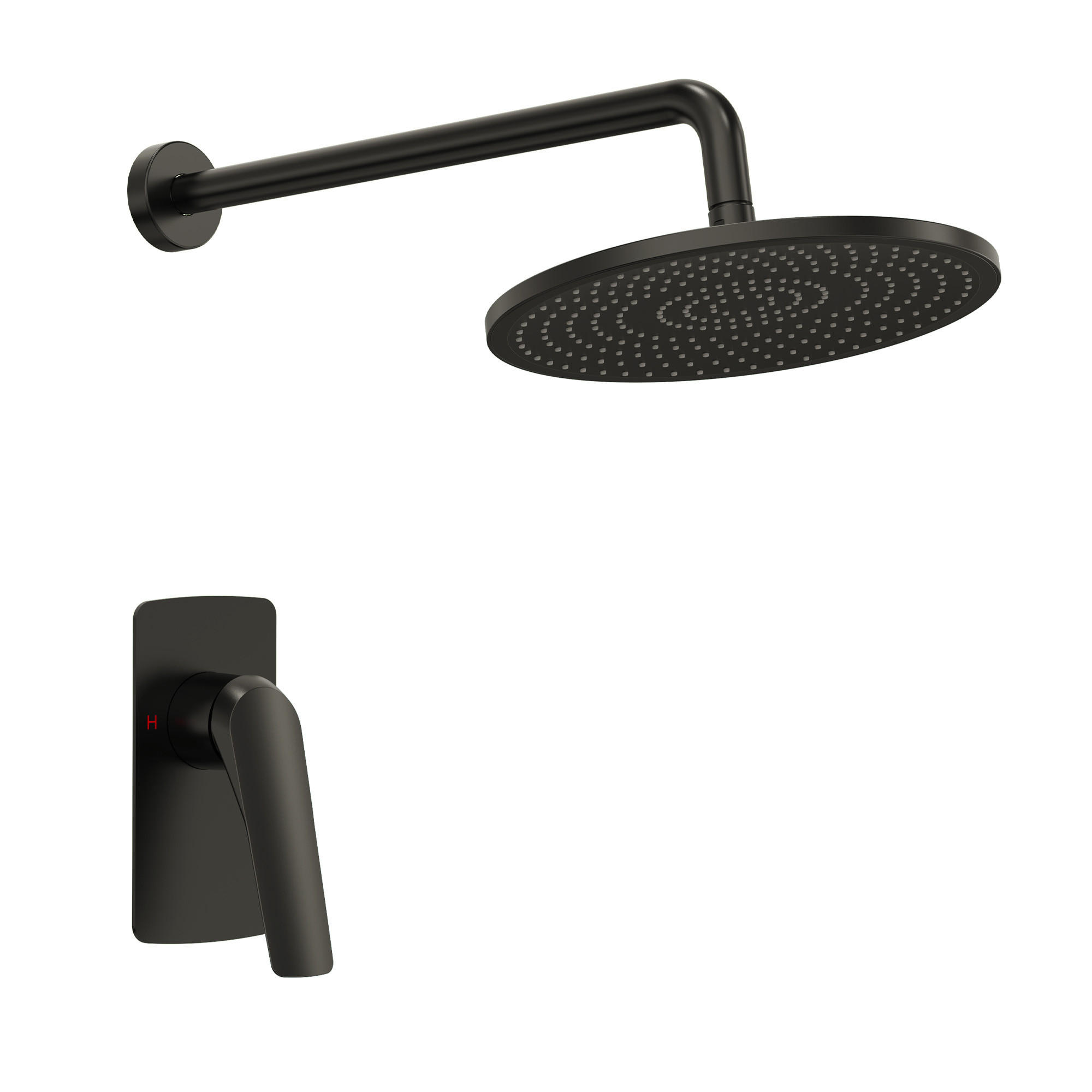 DUSCHARMATUR SFS-1285 Schwarz Matt, Unterputz, 253-mm-Regendusche, 400-mm-Brausearm, Einhebel, Messing, Einbautiefe 45-58 mm - Schwarz, Metall (25.3/15/40cm) - Everstein